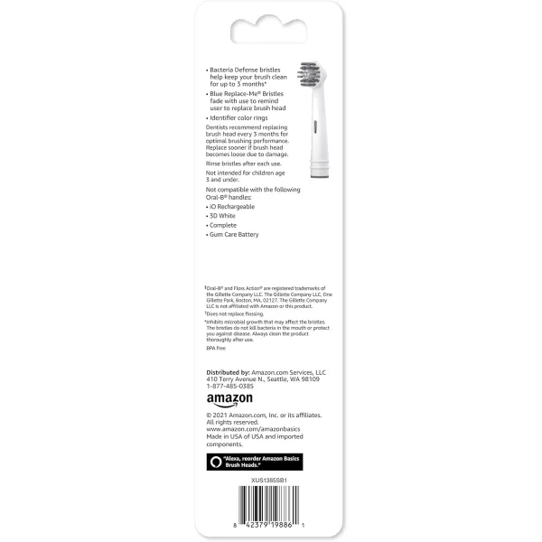 Amazon Basics Flossing Replacement Brush Heads 3 Count White Fits most OralB Electric Toothbrushes Previously Solimo5 Count Pack of 1
