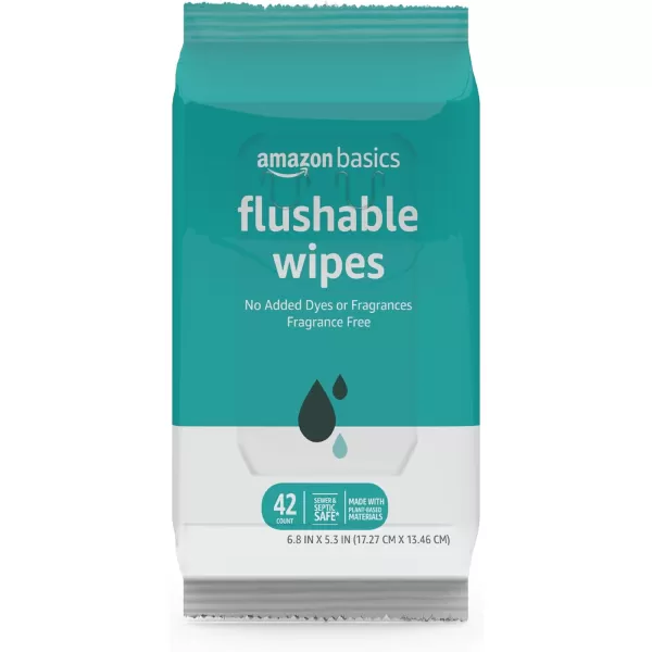 Amazon Basics Flushable Adult Toilet Wipes Fragrance Free 504 Count 12 Packs of 4242 Count Pack of 8