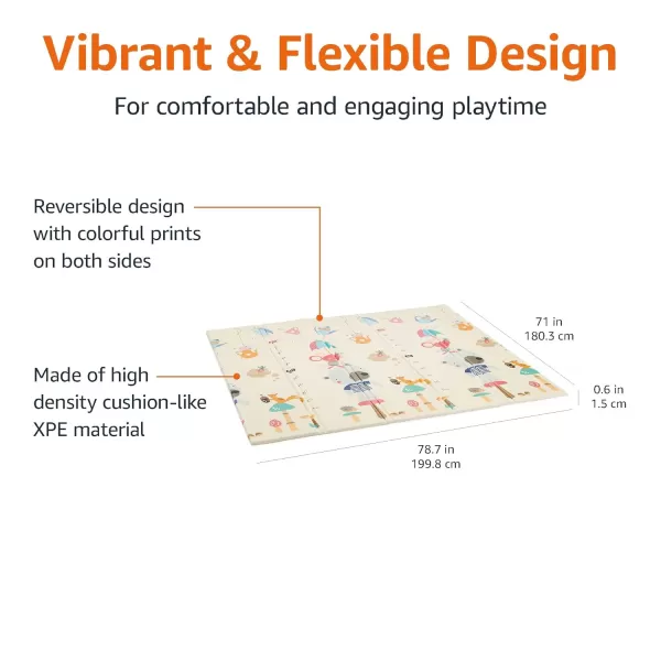 Amazon Basics Foldable Baby Crawling Play Mat Reversible Waterproof  71 x 63 x 06787 x 71 x 06