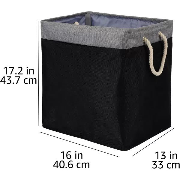 Amazon Basics Foldable Fabric Rectangular Laundry Hamper with Detachable Brackets Large BlackBlack