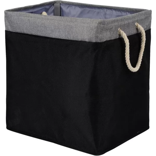 Amazon Basics Foldable Fabric Rectangular Laundry Hamper with Detachable Brackets Large BlackBlack