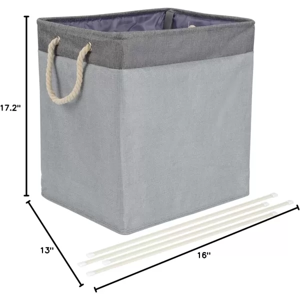 Amazon Basics Foldable Fabric Rectangular Laundry Hamper with Detachable Brackets Large BlackGray