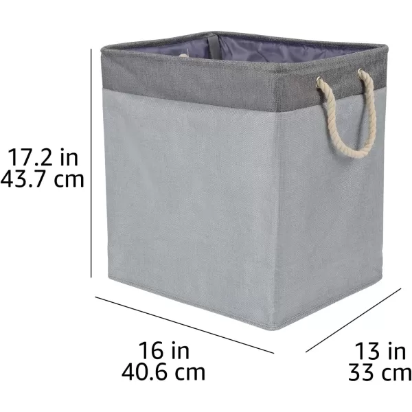 Amazon Basics Foldable Fabric Rectangular Laundry Hamper with Detachable Brackets Large BlackGray