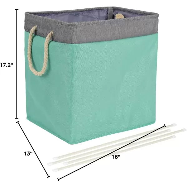 Amazon Basics Foldable Fabric Rectangular Laundry Hamper with Detachable Brackets Large BlackJade Green