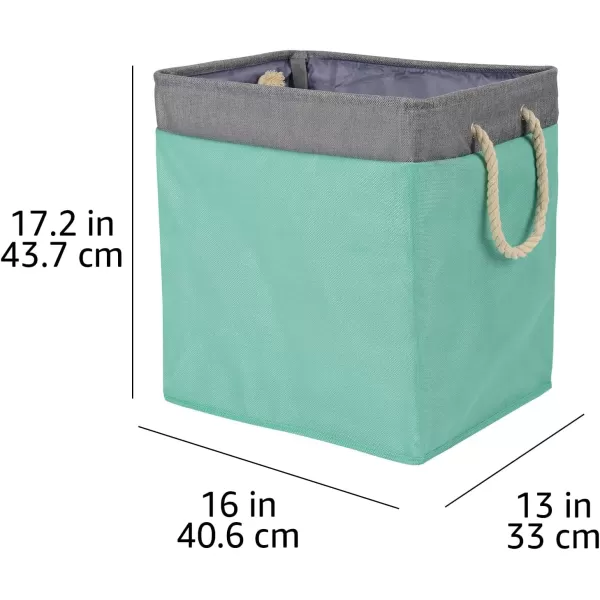 Amazon Basics Foldable Fabric Rectangular Laundry Hamper with Detachable Brackets Large BlackJade Green