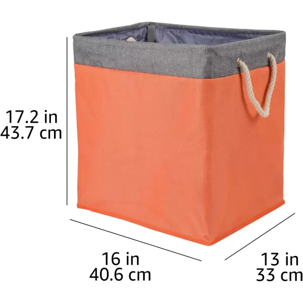 Amazon Basics Foldable Fabric Rectangular Laundry Hamper with Detachable Brackets Large BlackOrange