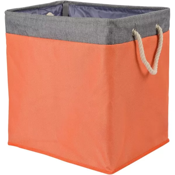 Amazon Basics Foldable Fabric Rectangular Laundry Hamper with Detachable Brackets Large BlackOrange