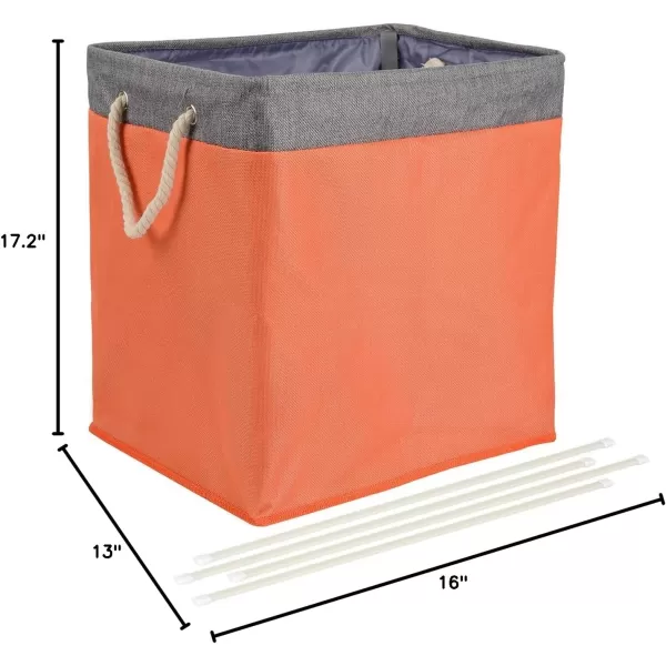 Amazon Basics Foldable Fabric Rectangular Laundry Hamper with Detachable Brackets Large BlackOrange