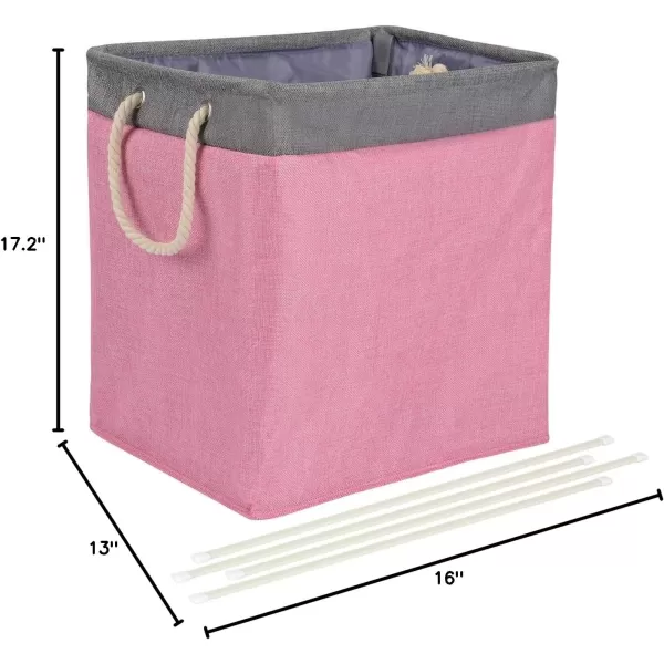 Amazon Basics Foldable Fabric Rectangular Laundry Hamper with Detachable Brackets Large BlackPink