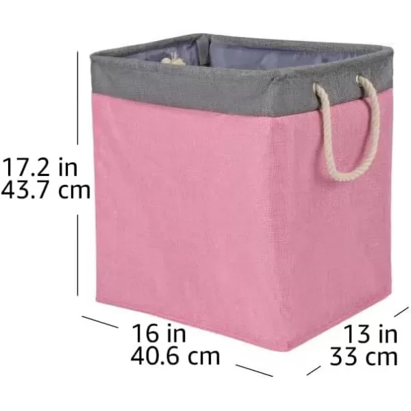 Amazon Basics Foldable Fabric Rectangular Laundry Hamper with Detachable Brackets Large BlackPink