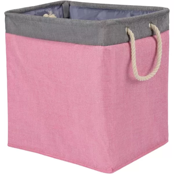 Amazon Basics Foldable Fabric Rectangular Laundry Hamper with Detachable Brackets Large BlackPink