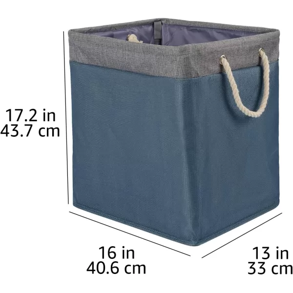 Amazon Basics Foldable Fabric Rectangular Laundry Hamper with Detachable Brackets Large BlackStill Water Blue