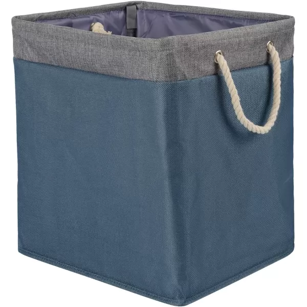 Amazon Basics Foldable Fabric Rectangular Laundry Hamper with Detachable Brackets Large BlackStill Water Blue