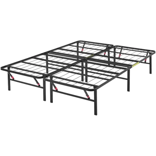 Amazon Basics Foldable Metal Platform Bed Frame with Tool Free Setup 14 Inches High King BlackKing 14Inch