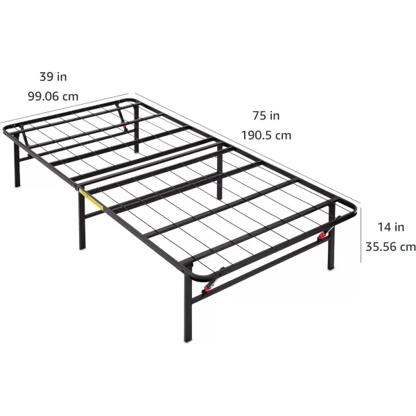 Amazon Basics Foldable Metal Platform Bed Frame with Tool Free Setup 14 Inches High King BlackTwin 14Inch