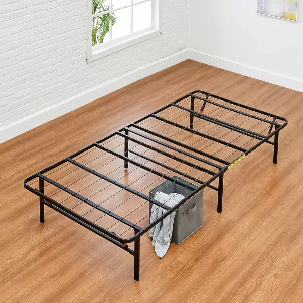 Amazon Basics Foldable Metal Platform Bed Frame with Tool Free Setup 14 Inches High King BlackTwin 14Inch