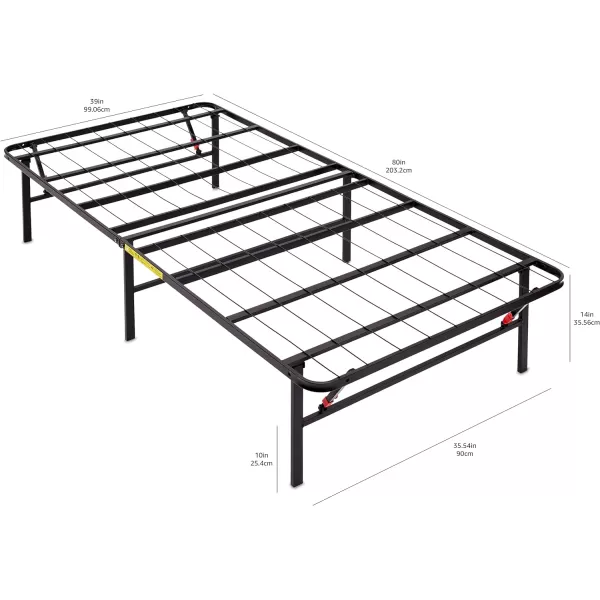 Amazon Basics Foldable Metal Platform Bed Frame with Tool Free Setup 14 Inches High Sturdy Steel Frame No Box Spring Needed Twin XL BlackTwin XL 14Inch