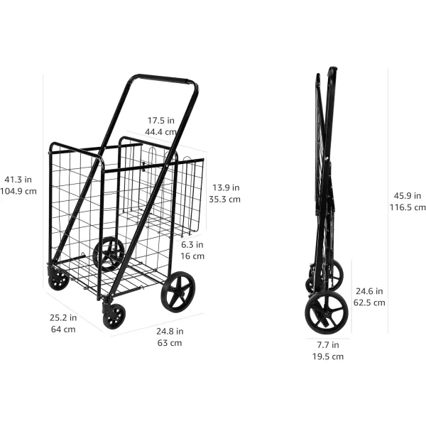 Amazon Basics Foldable Shopping Utility Cart with 360Degree Wheels XLarge BlackAmazon Basics Foldable Shopping Utility Cart with 360Degree Wheels XLarge Black
