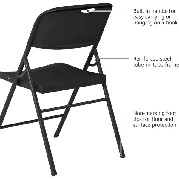 Amazon Basics Folding Plastic Chair 350Pound Capacity White 4Pack2Pack Black