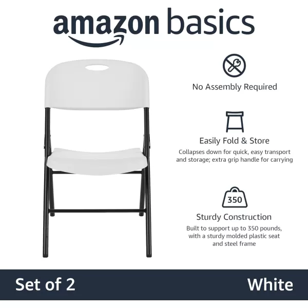 Amazon Basics Folding Plastic Chair 350Pound Capacity White 4Pack2Pack White