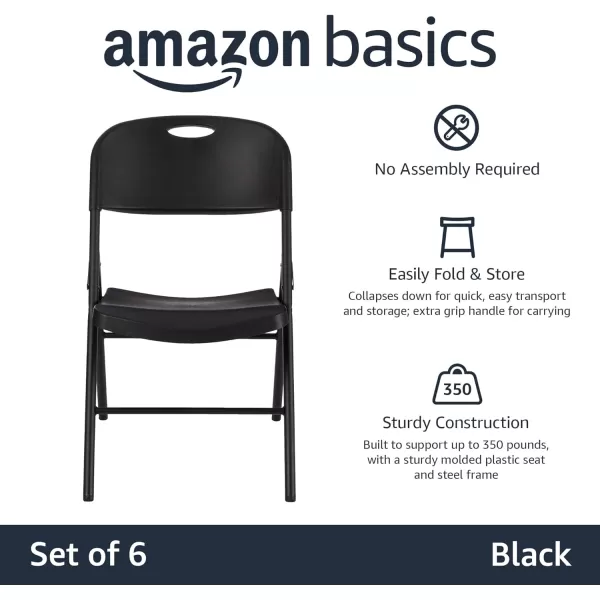 Amazon Basics Folding Plastic Chair 350Pound Capacity White 4Pack6Pack Black