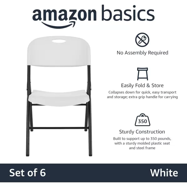 Amazon Basics Folding Plastic Chair 350Pound Capacity White 4Pack6Pack White