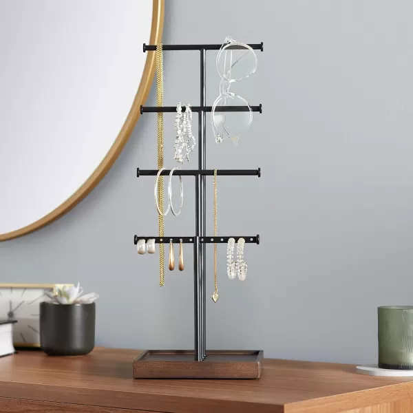 Amazon Basics FourTier Jewelry Tree Stand  WhiteBrassWalnutBlack