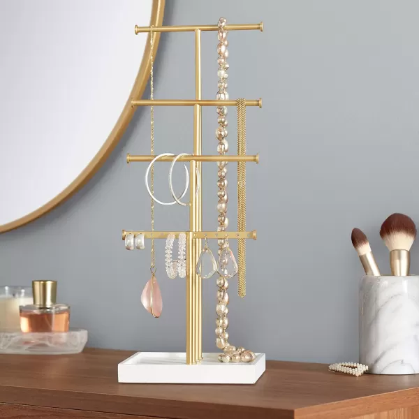 Amazon Basics FourTier Jewelry Tree Stand  WhiteBrassWhiteBrass