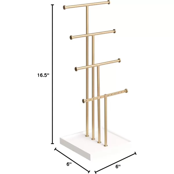 Amazon Basics FourTier Jewelry Tree Stand  WhiteBrassWhiteBrass