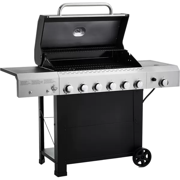 Amazon Basics Freestanding Gas Grill with Side Burner 6 Burner 66000 BTU11Piece Stainless Steel Barbeque Grilling Tool Set with Carry BagAmazon Basics Freestanding Gas Grill with Side Burner 6 Burner 66000 BTU11Piece Stainless Steel Barbeque Grilling Tool Set with Carry Bag