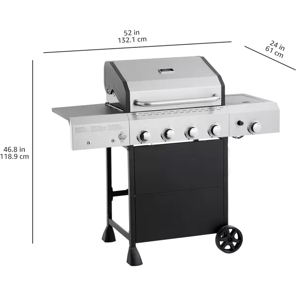 Amazon Basics Freestanding Gas Grill with Side Burner 6 Burner 66000 BTU4 Burner