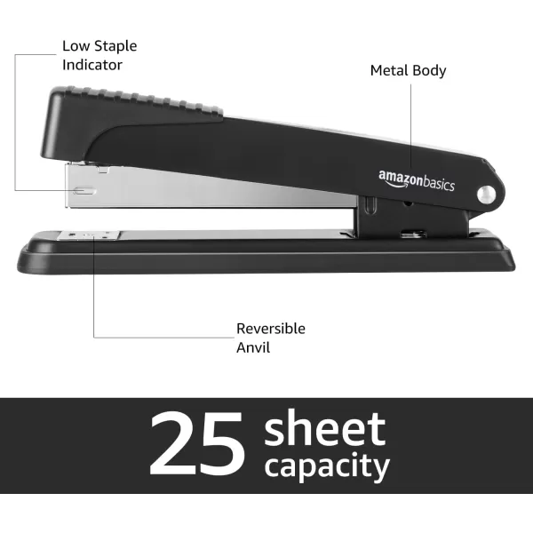 Amazon Basics Fullstrip Metal Office Desktop Stapler 25 Sheet Capacity 3 Pack BlackAmazon Basics Fullstrip Metal Office Desktop Stapler 25 Sheet Capacity 3 Pack Black