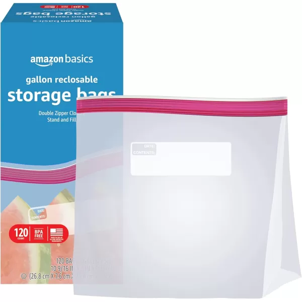 Amazon Basics Gallon Food Storage Bags 120 CountGallon Pack of 120