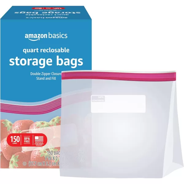 Amazon Basics Gallon Food Storage Bags 120 CountQuart Pack of 150