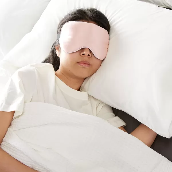 Amazon Basics Genuine Natural Mulberry Silk Curved Sleep Eye Mask with Adjustable Strap One Size PinkPink