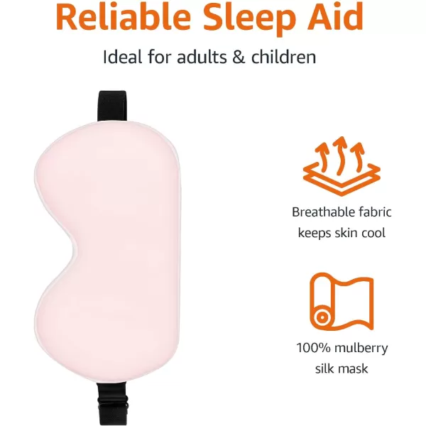 Amazon Basics Genuine Natural Mulberry Silk Curved Sleep Eye Mask with Adjustable Strap One Size PinkPink
