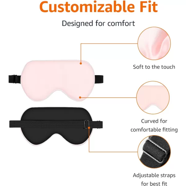 Amazon Basics Genuine Natural Mulberry Silk Curved Sleep Eye Mask with Adjustable Strap One Size PinkPink