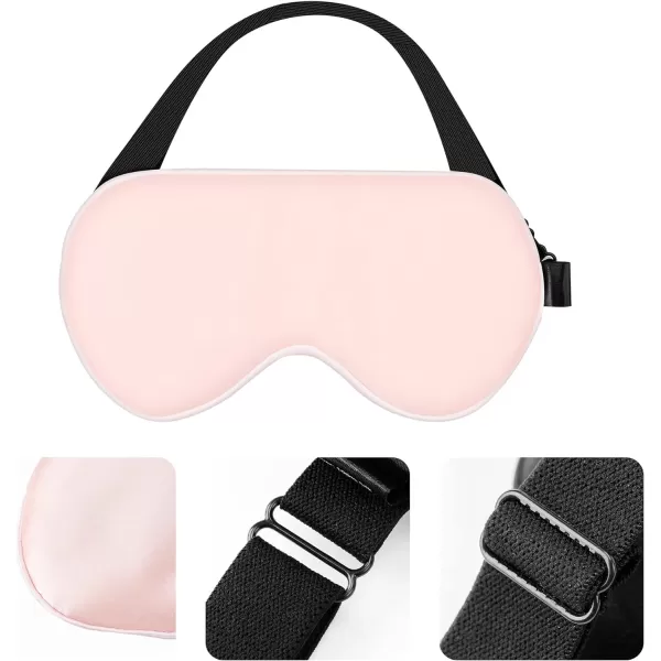 Amazon Basics Genuine Natural Mulberry Silk Curved Sleep Eye Mask with Adjustable Strap One Size PinkPink