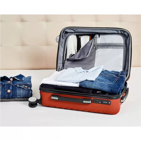 Amazon Basics Geometric Travel Luggage Expandable Suitcase Spinner with Wheels and BuiltIn TSA Lock 217Inch  Pink217Inch Sunset Orange