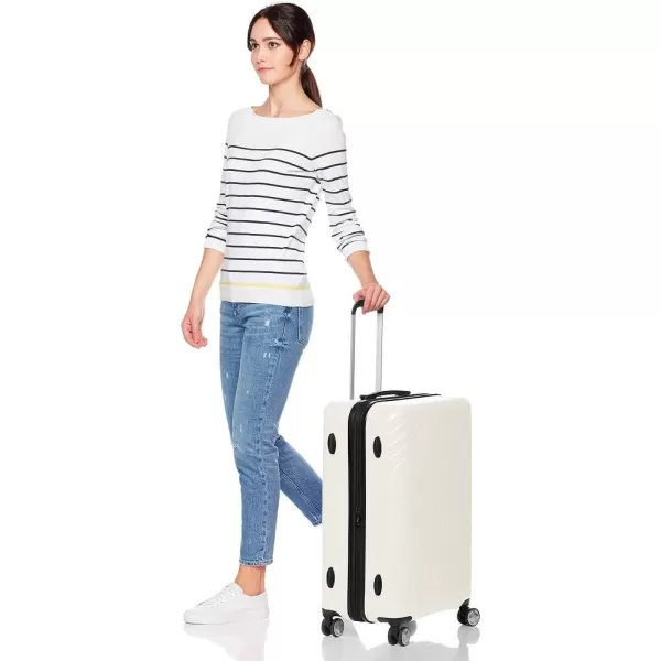 Amazon Basics Geometric Travel Luggage Expandable Suitcase Spinner with Wheels and BuiltIn TSA Lock 217Inch  Pink272Inch Cream