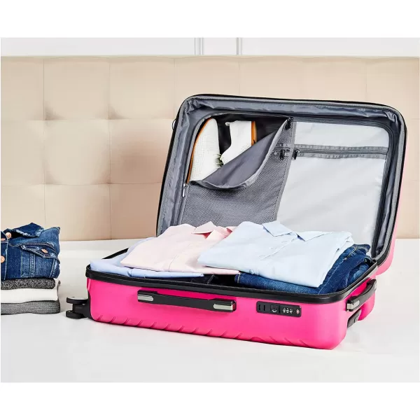 Amazon Basics Geometric Travel Luggage Expandable Suitcase Spinner with Wheels and BuiltIn TSA Lock 217Inch  Pink272Inch Pink