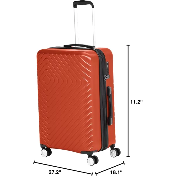 Amazon Basics Geometric Travel Luggage Expandable Suitcase Spinner with Wheels and BuiltIn TSA Lock 217Inch  Pink272Inch Sunset Orange