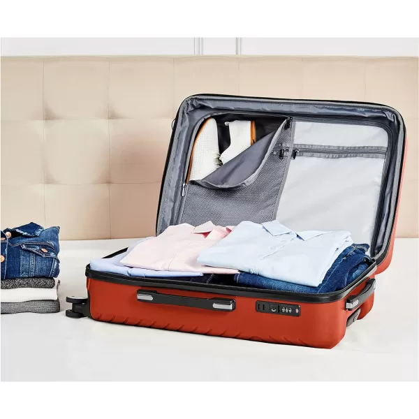 Amazon Basics Geometric Travel Luggage Expandable Suitcase Spinner with Wheels and BuiltIn TSA Lock 217Inch  Pink272Inch Sunset Orange