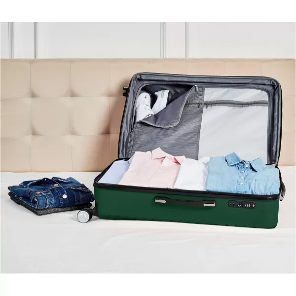 Amazon Basics Geometric Travel Luggage Expandable Suitcase Spinner with Wheels and BuiltIn TSA Lock 217Inch  Pink313Inch Green