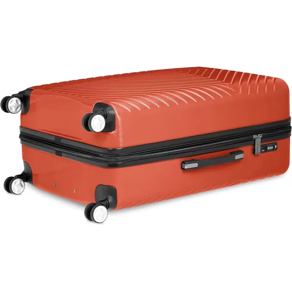 Amazon Basics Geometric Travel Luggage Expandable Suitcase Spinner with Wheels and BuiltIn TSA Lock 217Inch  Pink313Inch Sunset Orange