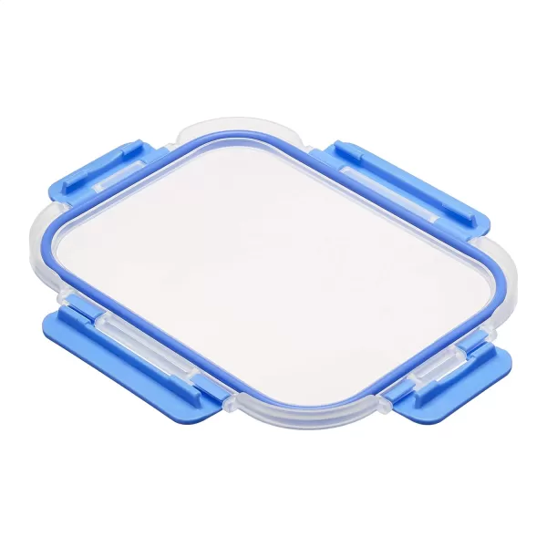 Amazon Basics Glass Food Storage Container with BPAFree Locking Lid  Set of 14 pieces clear with blue silicone ring14Piece Set