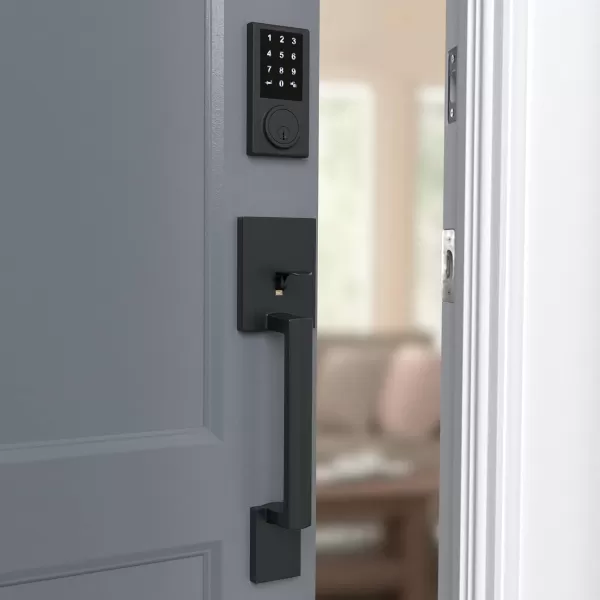 Amazon Basics Grade 3 Electronic Touchscreen Deadbolt Door Keypad Lock With Handleset Matte Black 133mm H Uppper x 2945mmL lowerMatte Black