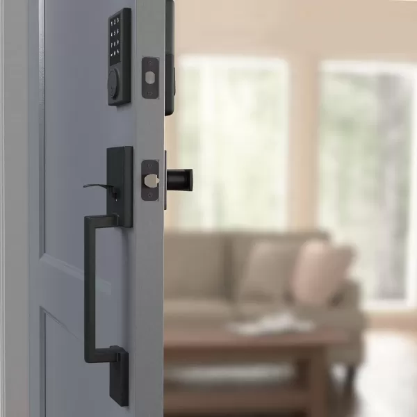 Amazon Basics Grade 3 Electronic Touchscreen Deadbolt Door Keypad Lock With Handleset Matte Black 133mm H Uppper x 2945mmL lowerMatte Black