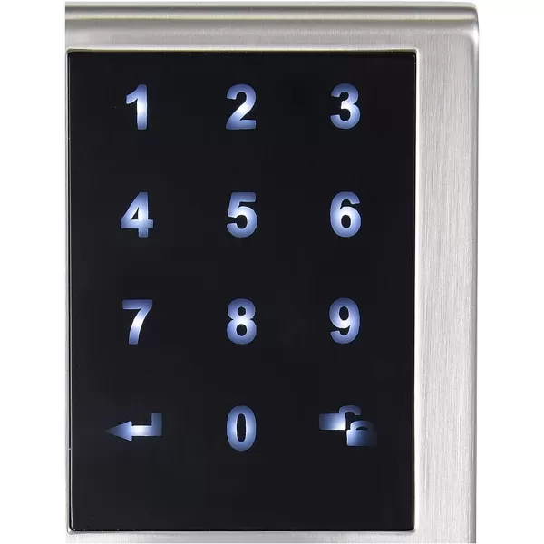 Amazon Basics Grade 3 Electronic Touchscreen Deadbolt Door Keypad Lock With Handleset Matte Black 133mm H Uppper x 2945mmL lowerSatin Nickel Pack of 6