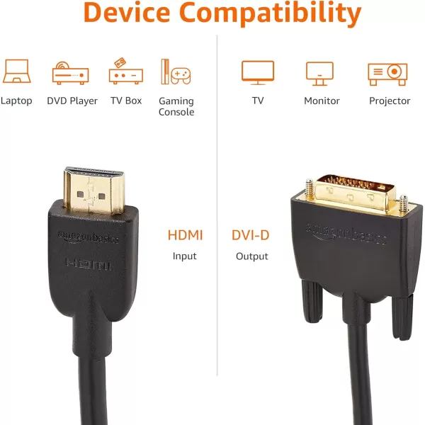 Amazon Basics HDMI A to DVI Adapter Cable BiDirectional 1080p Gold Plated Black 3 Feet 1Pack6 ft 1Pack